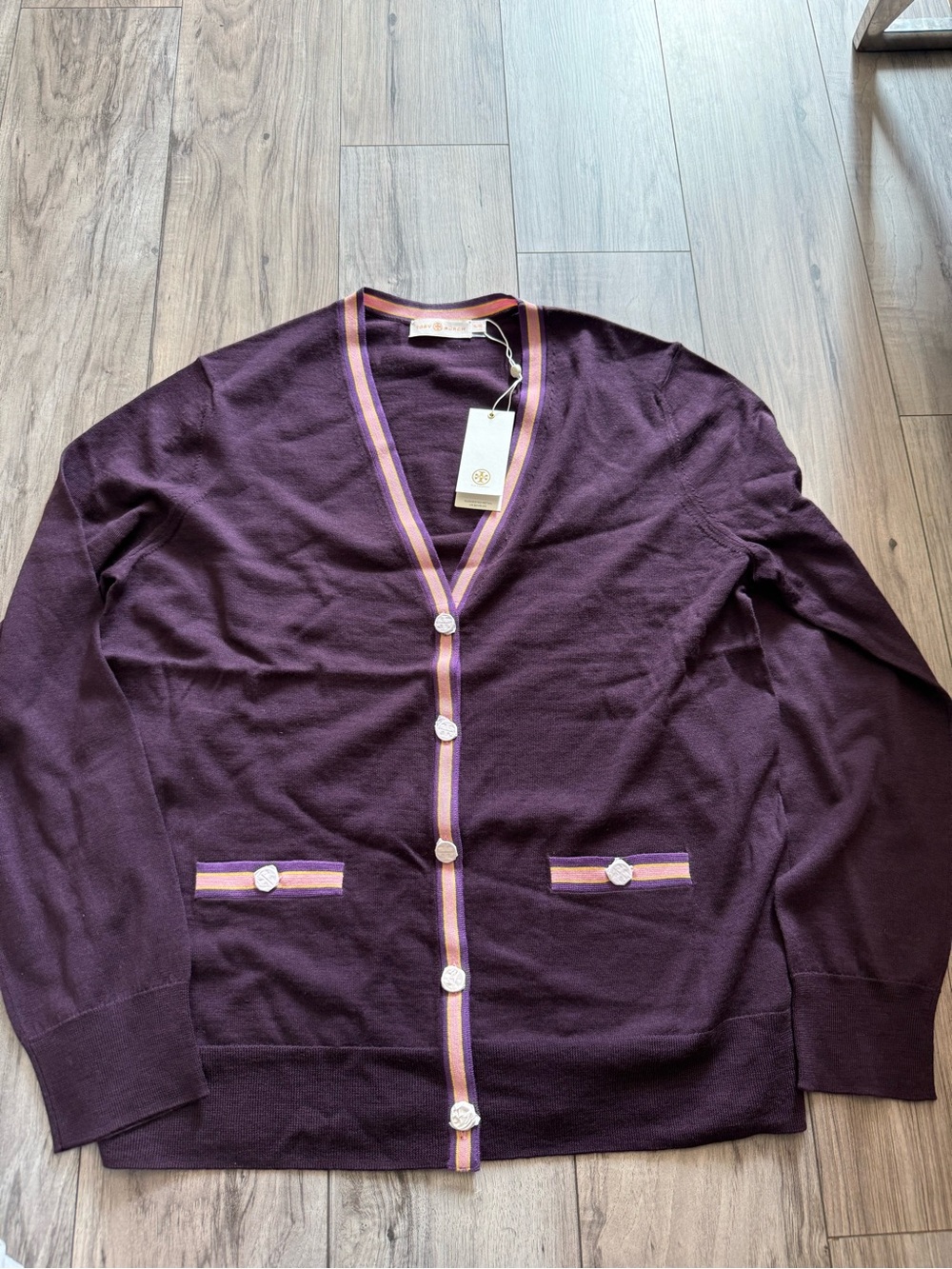 Tory Burch purple Madeline Cardigan Size XL